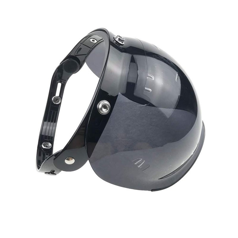 WANCAR Retro Motorcycle Bubble Visor Wind Shield Lens Universal For Standard 3-Snap Open Face Helmets(Smoke) - Image 3